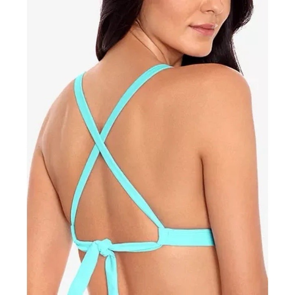 SALT AND COVE Juniors Crochet X-Back Triangle Bikini Top X-Small Aqua Swimwear